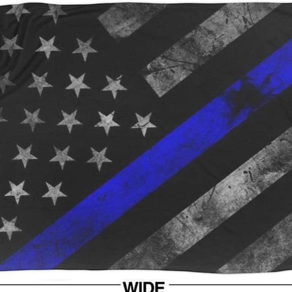 Blue Line American Flag Sherpa Oversized American Flag Throw Blanket - Picture 5 of 5